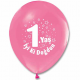  İYİKİ DOĞDUN 1 YAŞ BASKILI 12 İNÇ PEMBE BALON (100 ADET)